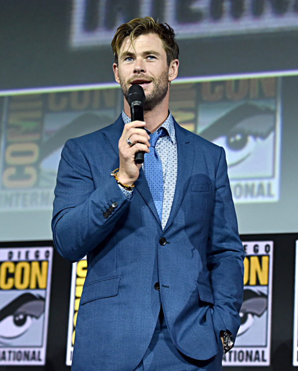 SAN DIEGO, CALIFORNIA - JULY 20: Chris Hemsworth of Marvel Studios' 'Thor: Love and Thunder' at the San Diego Comic-Con International 2019 Marvel Studios Panel in Hall H on July 20, 2019 in San Diego, California. 